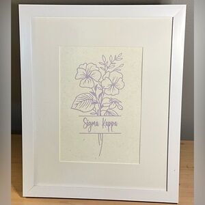 New 8x10 White Framed & Matted - Lavender Wild Violet Sigma Kappa Tabletop Art